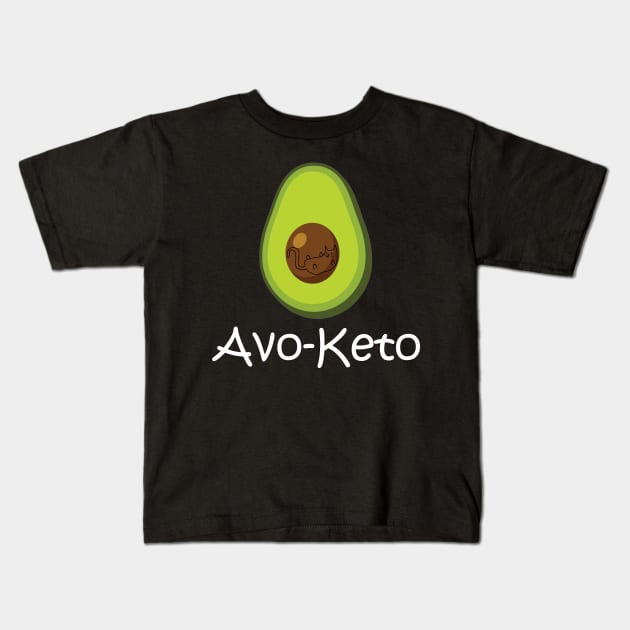 Avo Keto Cat Avocado Kids T-Shirt by Rochelle Lee Elliott